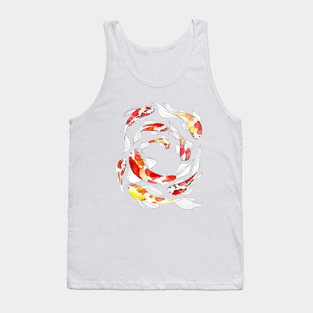 Watercolor Koi Fish Tank Top by MagdalenaIllustration